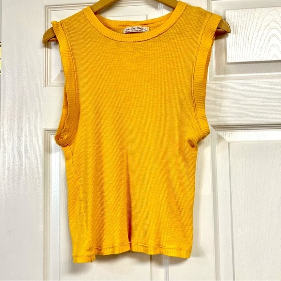FREE PEOPLE WE THE FREE Georgie Muscle Tee in Gold women’s size XS - Picture 3 of 9